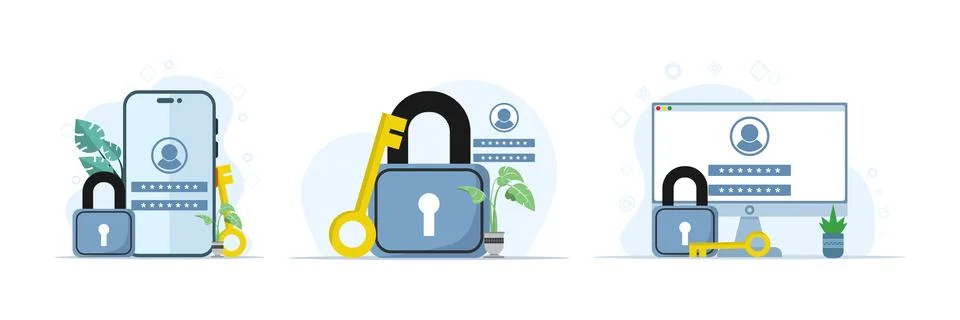 Personal data security illustration set 스톡 일러스트
