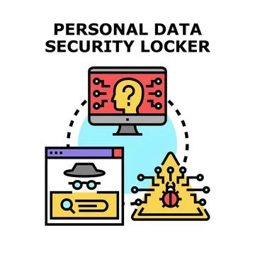 Personal data security locker privacy concept protection Stock Illustration
