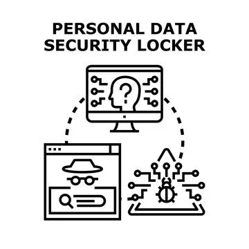 Personal data security locker privacy concept protection Stock Illustration