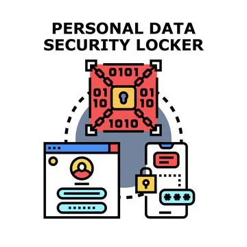 Personal data security locker protecting digital information Stock Illustration
