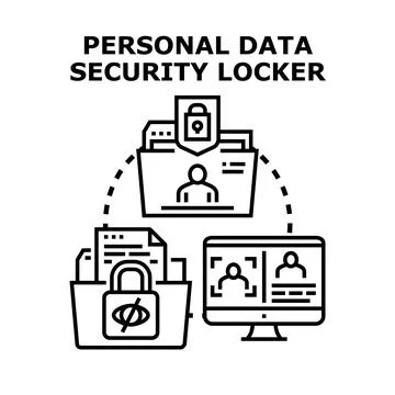 Personal data security locker protecting information access Stock Illustration