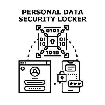 Personal data security locker protecting digital information Stock Illustration