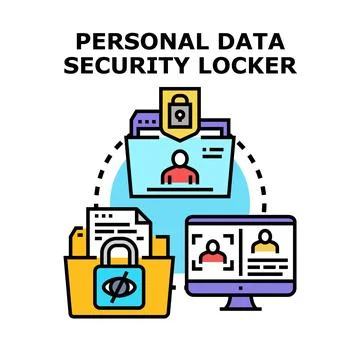 Personal data security locker protecting information access Stock Illustration