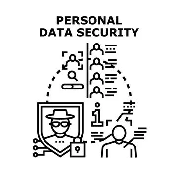Personal data security protecting information privacy online Stock Illustration