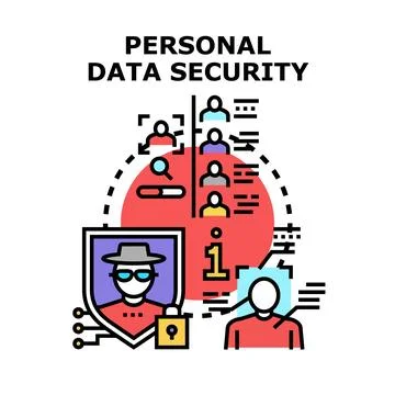 Personal data security protecting information privacy online Stock Illustration