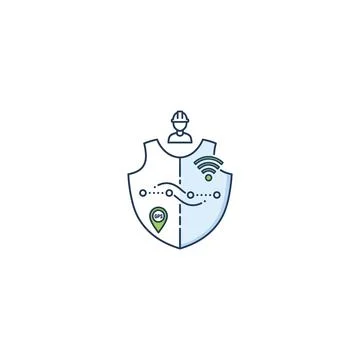 Personal data security shield with location tracking and wi-fi Stock Illustration
