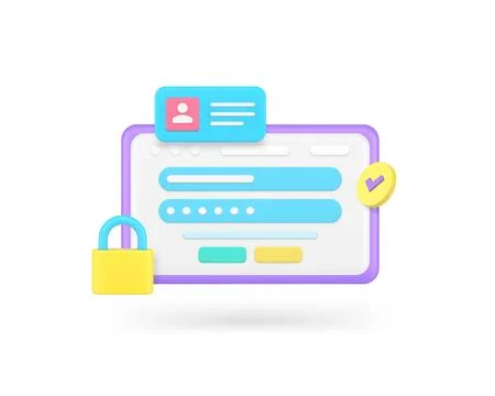 Personal data security web access password protection internet browser lock 3 Illustrazione stock