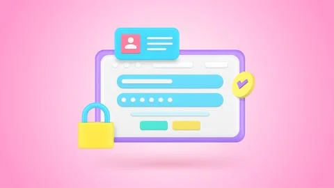 Personal data security web access password protection internet browser lock 3 Illustrazione stock