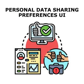Personal data sharing preferences and management concept Stock Illustration
