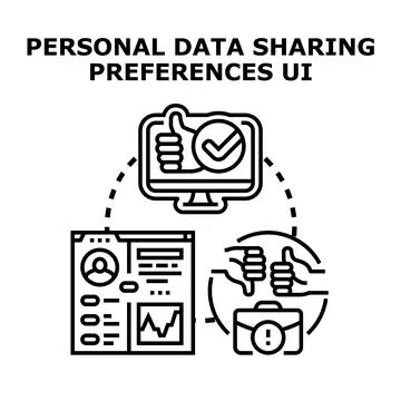 Personal data sharing preferences and management concept Stock Illustration