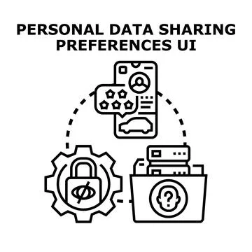 Personal data sharing preferences ui settings concept Illustrazione stock