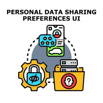 Personal data sharing preferences ui settings concept Stock Illustration