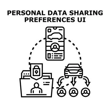 Personal data sharing preferences user interface management Stock Illustration