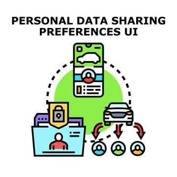 Personal data sharing preferences user interface management Stock Illustration