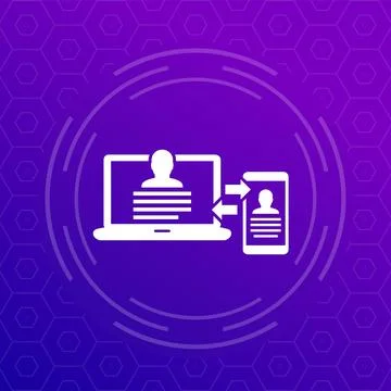 Personal data synchronization, laptop and a phone Illustrazione stock
