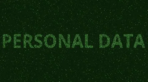 PERSONAL DATA text made with many symbols on computer screen, 3d rendering Stock Illustration