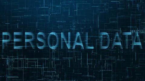 Personal data text technology data line blue color Illustrazione stock