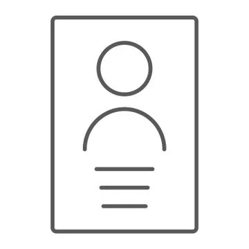 Personal data thin line icon, file and information, document sign, vector 스톡 일러스트