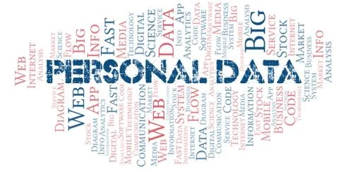 Personal Data vector word cloud, made with text only. Illustrazione stock