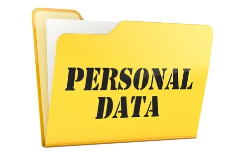 Personal Data, yellow file folder. 3D rendering Stock Illustration