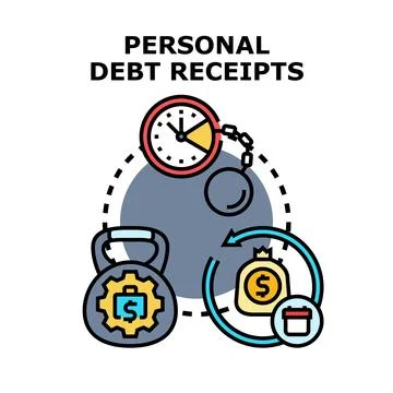 Personal debt managing financial burden and repayment plan Stock Illustration