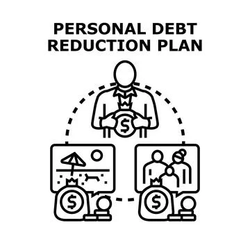 Personal debt reduction plan achieving financial goals Stock Illustration