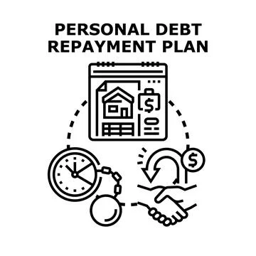Personal debt repayment plan concept for financial management Stock Illustration