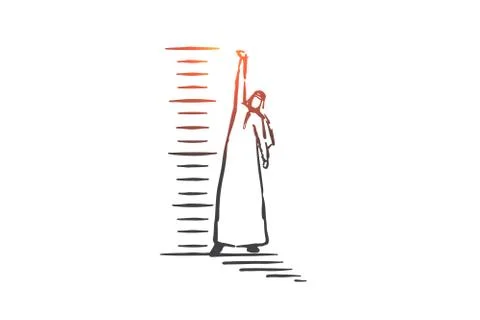 Personal development and motivation concept sketch. Hand drawn isolated vecto Stock Illustration