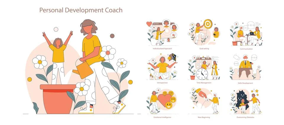 Personal Development Coach concept. Flat vector illustration. Stockillustratie