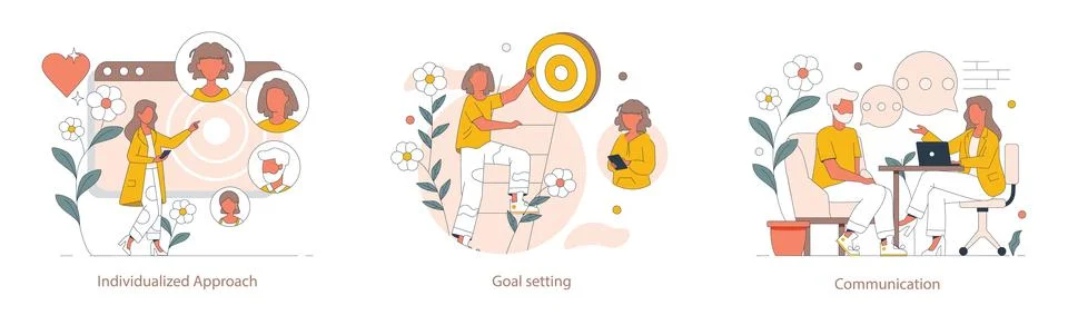 Personal Development Coach concept. Flat vector illustration. Stock Illustration