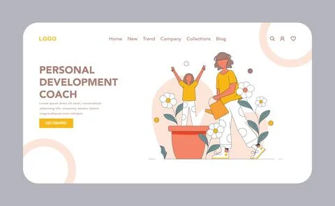 Personal Development Coach concept. Flat vector illustration. Illustrazione stock