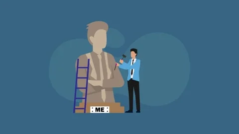 Personal Development Concept: Sculpting Your Best Self cartoon animation 動画素材 302529125