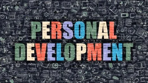 Personal Development on Dark Brick Wall Stock Illustration