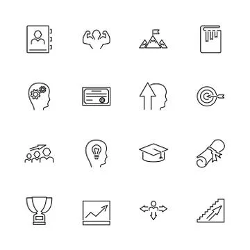 Personal Development- Flat Vector line Icons Stock Illustration
