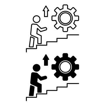 Personal Development Icons. Black and White Vector Icons. Man Walking Up th.. Illustrazione stock