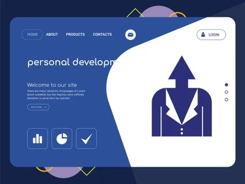 Personal development Landing page website template design Free Stock Illustration