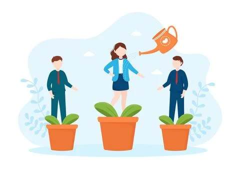 Personal Development with People Developing Mental Issues, Growth and Self .. Illustrazione stock