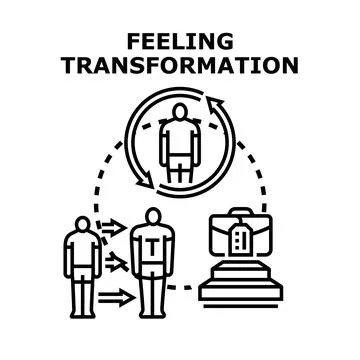 Personal development transformation success and career growth Stock Illustration