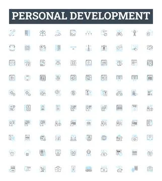 Personal development vector line icons set. Motivation, growth, learning 스톡 일러스트
