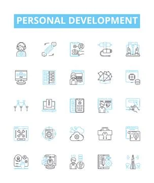 Personal development vector line icons set. Motivation, growth, learning 스톡 일러스트