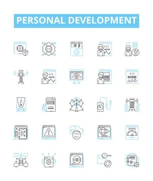 Personal development vector line icons set. Motivation, growth, learning 스톡 일러스트