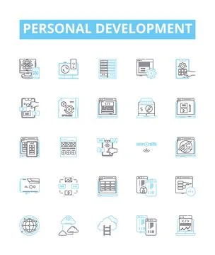 Personal development vector line icons set. Motivation, growth, learning 스톡 일러스트