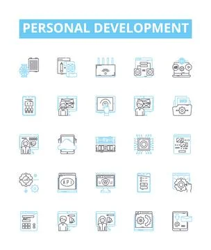 Personal development vector line icons set. Motivation, growth, learning 스톡 일러스트