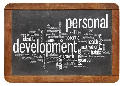  personal development word cloud cloud of words or tags related to persona... Stock Photos