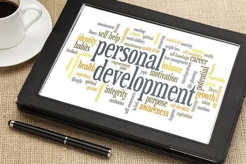  personal development word cloud cloud of words or tags related to persona... Stock Photos