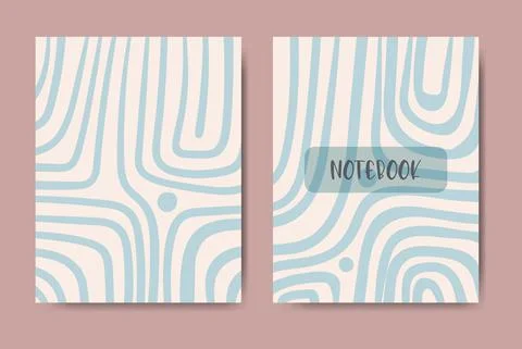 Personal diary template set, with abstract boho illustration background Stock Illustration