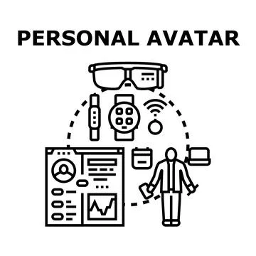 Personal digital avatar identity data management concept Illustrazione stock