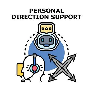 Personal direction support chatbot and human assistance Stock Illustration