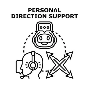 Personal direction support chatbot and human assistance Stock Illustration
