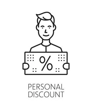 Personal discount exclusive benefit thin line icon Stock Illustration